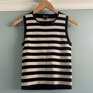 Truth Women's Black and Cream Striped Tank Top